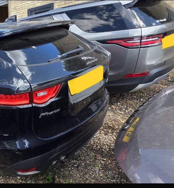 Black Jaguar F-Pace parked at JLR Engine Specialists garage – ready for engine service or full rebuild with 12-month unlimited mileage warranty