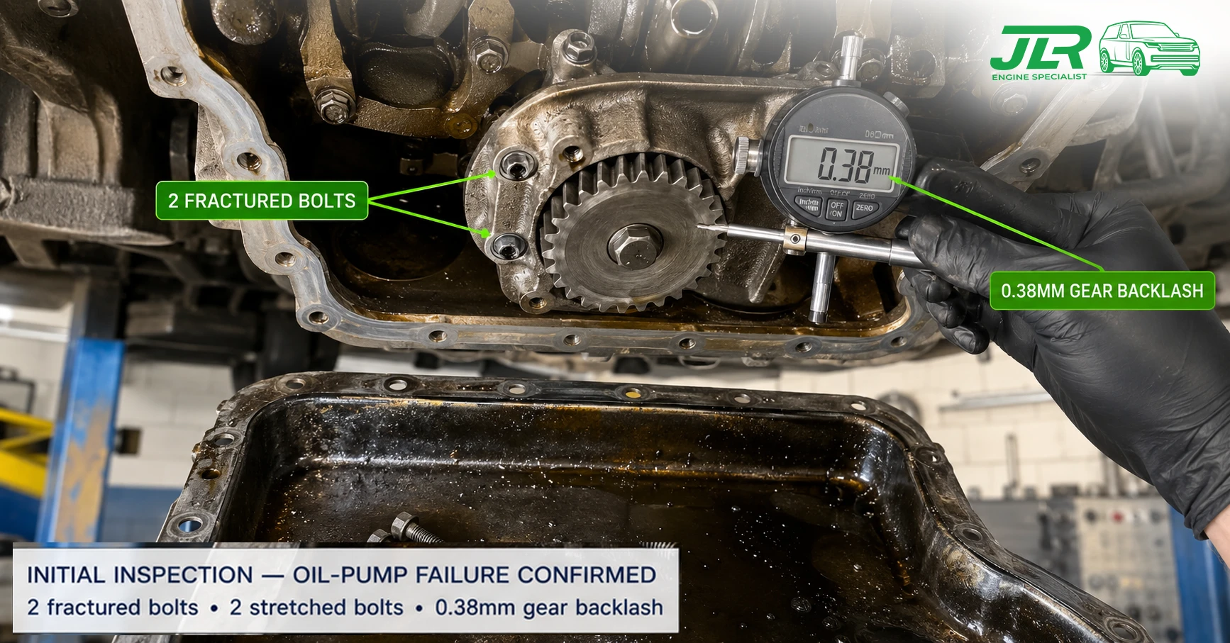 TDV6 crankshaft showing spun main bearing